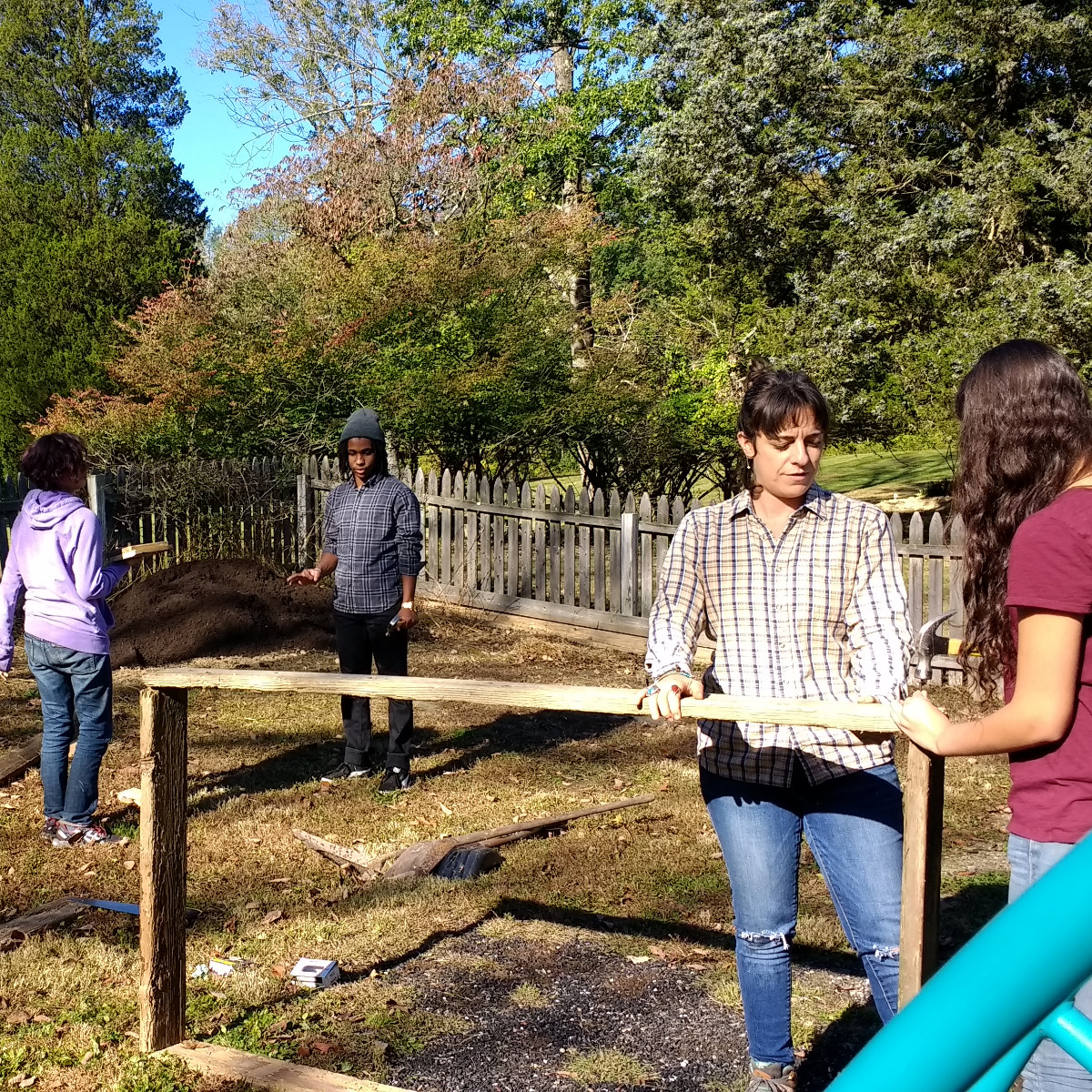 Working in the garden during garden ecology
